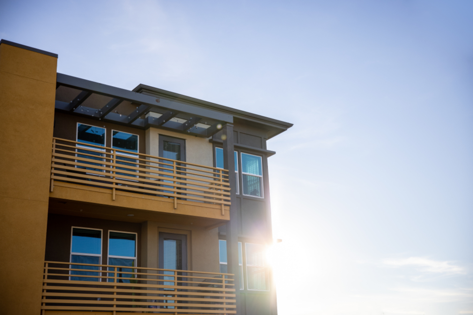 Exterior of a multi-story apartment building